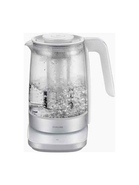 Wasserkocher Enfinigy aus Glas mit Teeeinsatz, 1.7 L, Gehäuse: Glas, Kunststoff, Weiss, Silberfarben, 1.7 L