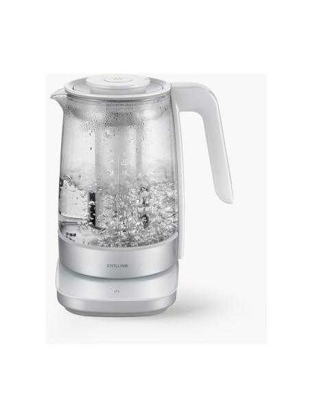 Bouilloire en verre avec infuseur Enfinigy, 1,7 L, Blanc, argenté, 1,7 L