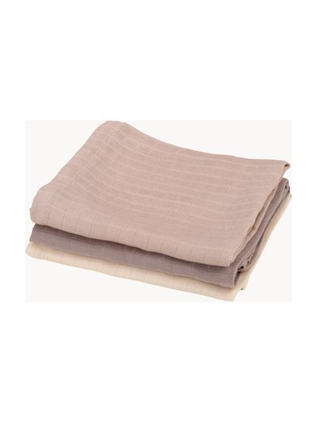 Set 3 asciugamani Molton Moonlight, 100% cotone, Tonalità beige, Larg. 75 x Lung. 75 cm