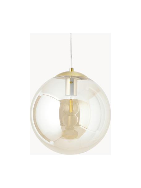 Hanglamp Bao van glas, Lamp: vermessingd metaal, Goudkleurig, Ø 30 x H 90 cm