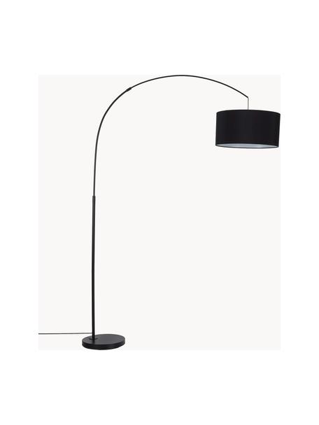 Große Bogenlampe Niels, Lampenfuß: Metall, pulverbeschichtet, Lampenschirm: Textil, Schwarz, H 218 cm