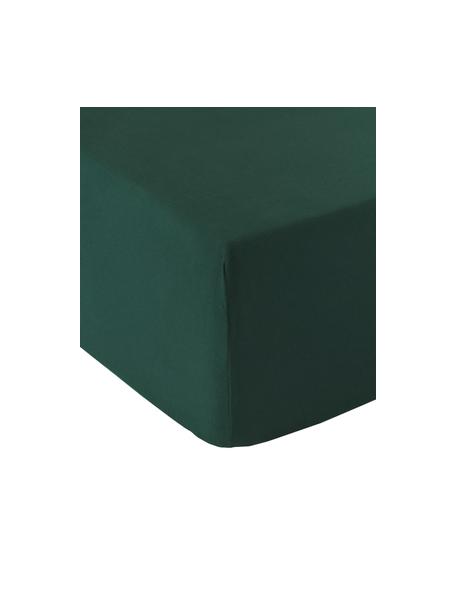 Lenzuolo con angoli boxspring in flanella Biba, Verde bosco, Larg. 90 x Lung. 200 cm, alt. 35 cm