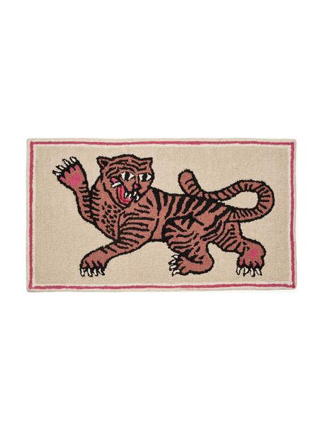 Handgetufteter Wollteppich Pink Tiger, 100 % Wolle

Bei Wollteppichen können sich in den ersten Wochen der Nutzung Fasern lösen, dies reduziert sich durch den täglichen Gebrauch und die Flusenbildung geht zurück., Hellbeige, Hellbraun, Rot, B 52 x L 90 cm (Größe XXS)