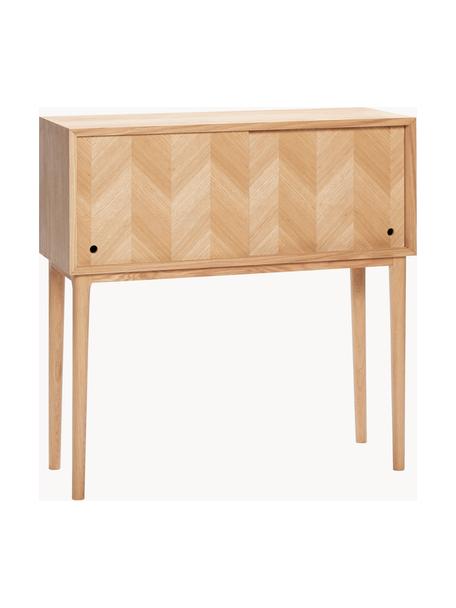 Eikenhouten wandrek Herringbone met visgraatpatroon, Poten: eikenhout, FSC-gecertific, Eikenhout, B 90 x H 90 cm