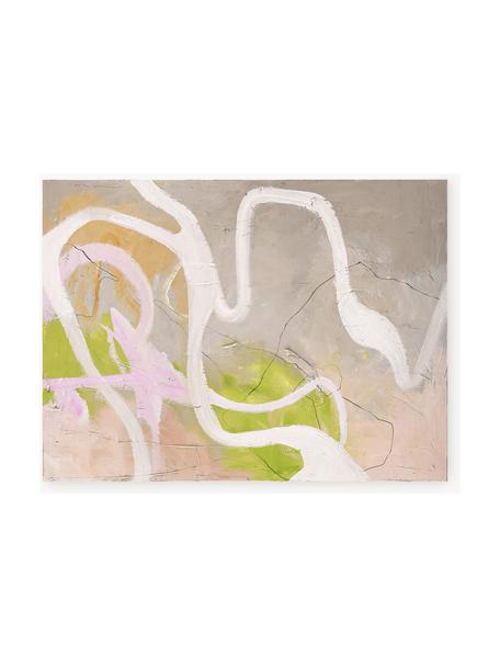 Handbeschilderde canvasdoek Light Line, Meerkleurig, B 118 x H 88 cm