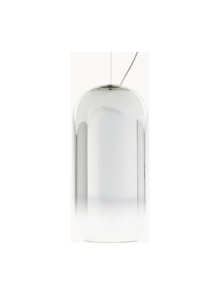 Kleine hanglamp Gople Mini, mondgeblazen, Lampenkap: mondgeblazen glas, Zilverkleurig, Ø 15 x H 29 cm