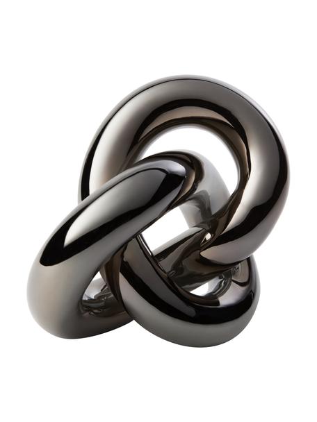 Deko-Objekt Knot aus Keramik in Silberfarben, Keramik, Nickelschwarz, glänzend, B 19 x H 9 cm