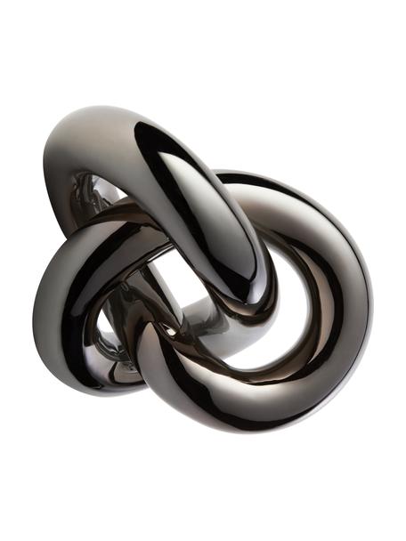 Deko-Objekt Knot aus Keramik, Keramik, Nickelschwarz, glänzend, B 19 x H 9 cm
