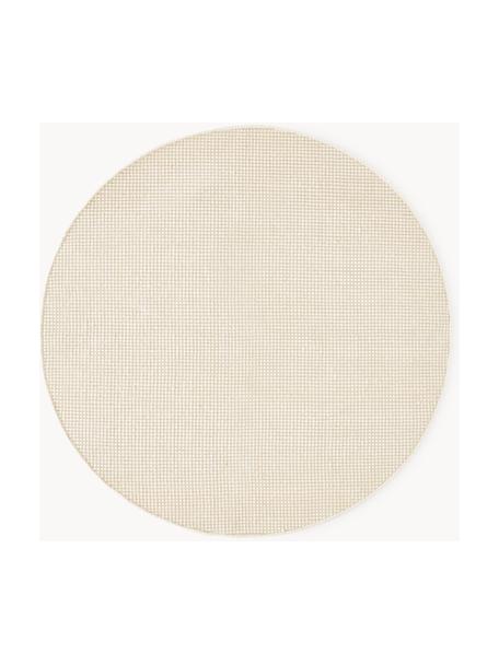 Alfombra artesanal de lana Amaro, Parte superior: 100% lana, Reverso: 100% algodón Las alfombra, Blanco crema, beige, Ø 140 cm (Tamaño M)
