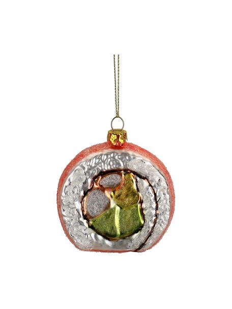 Baumanhänger Sushi, Glas, Rosa, Silberfarben, B 6 x H 6 cm