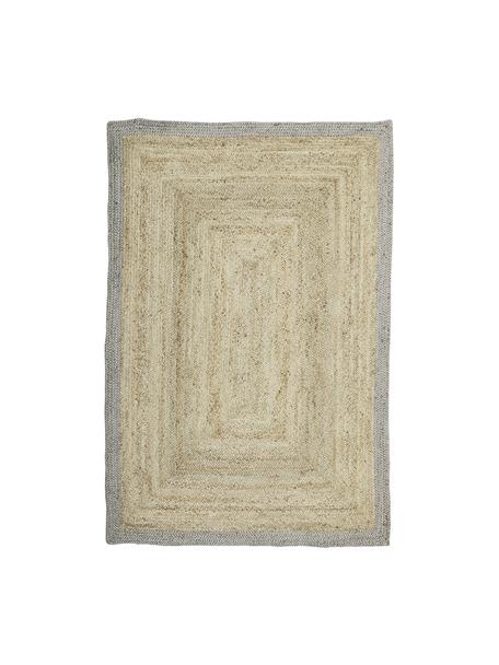 Ručne vyrobený jutový koberec  so sivým okrajom Shanta, 100 % juta, Béžová, sivá, Š 80 x D 150 cm (veľkosť XS)