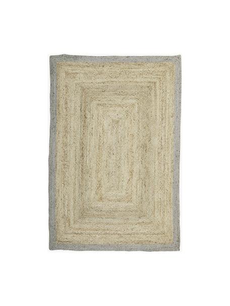 Tappeto in juta taftato a mano con bordo grigio Shanta, 100% juta, Beige, grigio, Larg. 120 x Lung. 180 cm (taglia S)