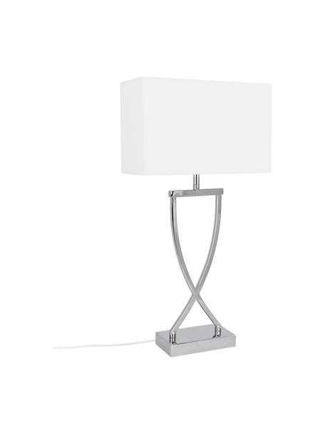 Lámpara de mesa grande Vanessa, Pantalla: tela, Cable: plástico, Blanco, plateado, An 27 x Al 52 cm