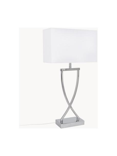 Lámpara de mesa grande Vanessa, Pantalla: tela, Cable: plástico, Plateado, blanco, An 27 x Al 52 cm