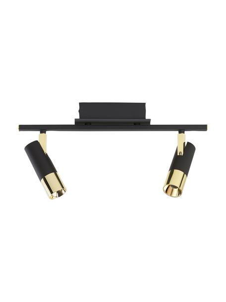 Faretti da soffitto a LED Bobby, Paralume: metallo verniciato a polv, Baldacchino: metallo verniciato a polv, Nero, dorato, Larg. 47 x Alt. 13 cm