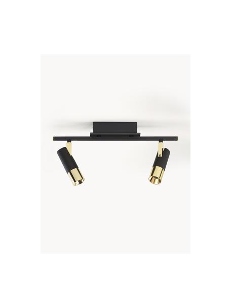 Plafonnier spot LED Bobby, Noir, couleur dorée, larg. 47 x haut. 13 cm