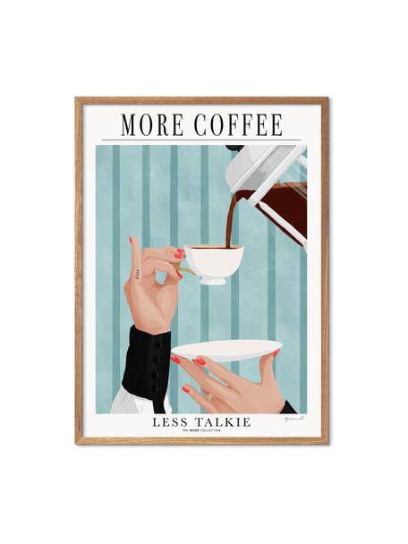 Poster More coffee - Less talkie, Papier

Dieses Produkt wird aus nachhaltig gewonnenem, FSC®-zertifiziertem Holz gefertigt., Türkisgrün, Weiss, Schwarz, B 50 x H 70 cm