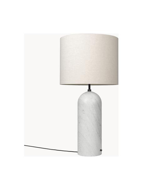 Kleine dimmbare Stehlampe Gravity mit Marmorfuss, Lampenschirm: Stoff, Hellbeige, Weiss marmoriert, H 120 cm