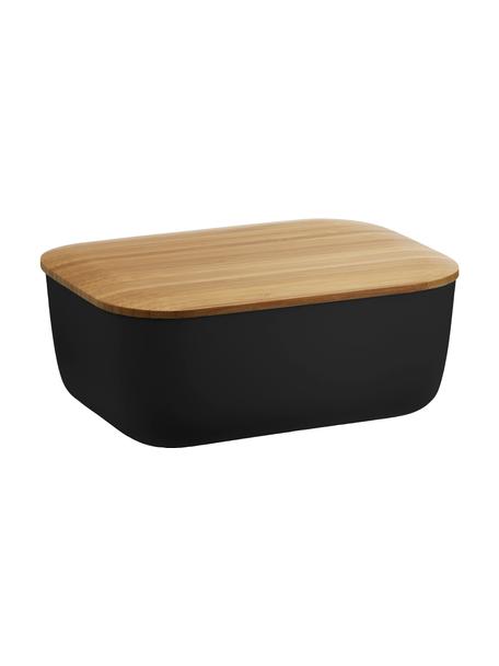 Maselnička s bambusovým vrchnákom Box-It, Matná čierna, bambus, Š 15 x V 7 x H 12 cm