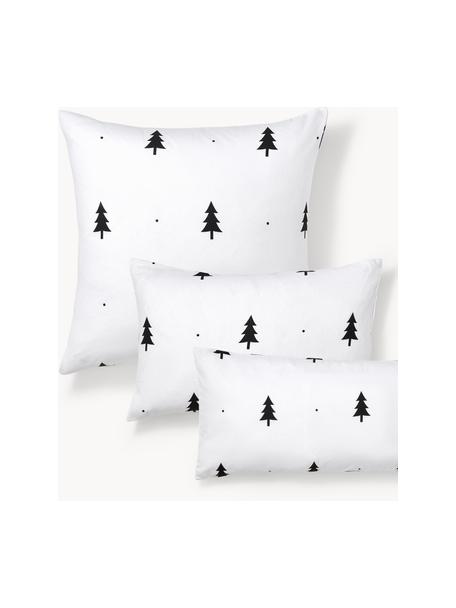 Funda de almohada de franela invernal X-mas Tree, Blanco, negro, An 50 x L 70 cm