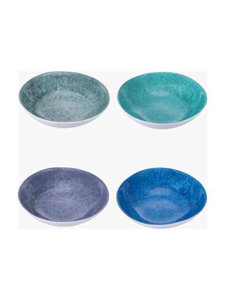 Assiettes creuses Ocean, 4 élém., Mélamine, Tons bleus et lilas, Ø 19 cm