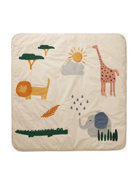 Mantel de juegos Glenn, Funda: 100% algodón, Blanco Off White, motivo de safari, An 110 x L 110 cm