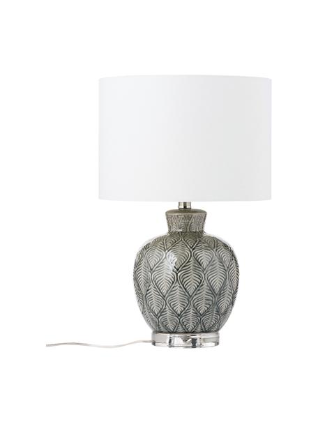 Lámpara de mesa grande de cerámica Brooklyn, Pantalla: tela, Blanco, gris, Ø 33 x Al 53 cm