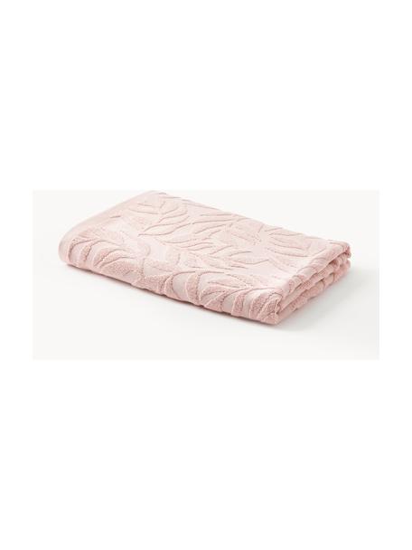 Toallas de algodón Leaf, tamaños diferentes, Rosa claro, Set de 3 (toalla tocador, toalla lavabo y toalla ducha)