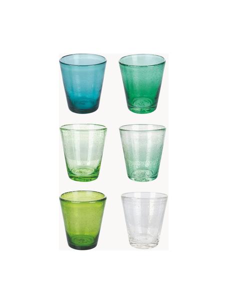 Mundgeblasene Wassergläser Cancun mit Luftbläschen, 6er-Set, Glas, mundgeblasen, Türkis- und Grüntöne, transparent, Ø 9 x H 10 cm, 330 ml