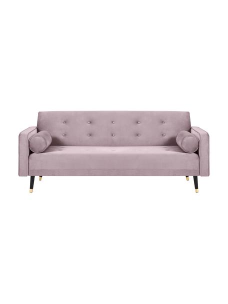 Sofa rozkładana z aksamitu Gia (3-osobowa), Tapicerka: aksamit poliestrowy, Nogi: drewno bukowe, lakierowan, Lawendowy, S 212 x G 93 cm
