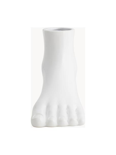 Handgefertigte Vase Cicely, H 20 cm, Keramik, Weiß, B 12 x H 20 cm