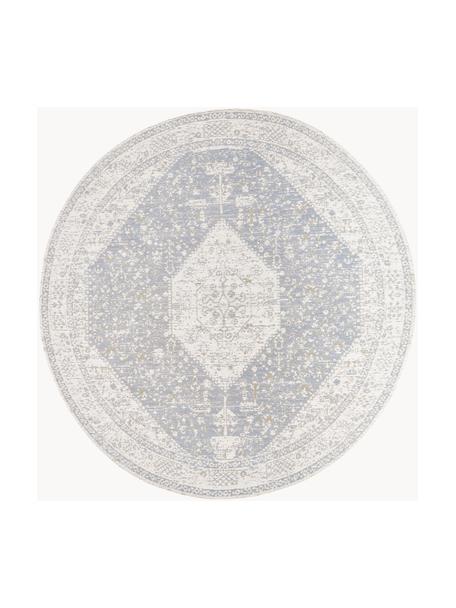 Okrągły ręcznie tkany dywan szenilowy Neapel, Szaroniebieski, kremowobiały, Ø 150 cm (Rozmiar M)