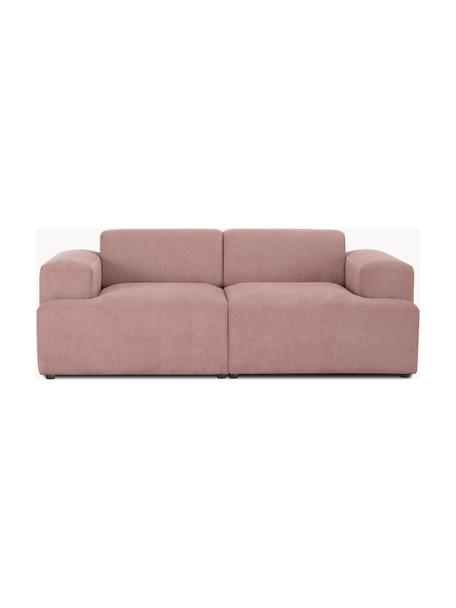 Divano 2 posti in velluto a coste Melva, Rivestimento: velluto a coste (92% poli, Struttura: legno di pino massiccio, , Piedini: plastica, Velluto a coste rosa antico, Larg. 198 x Prof. 101 cm