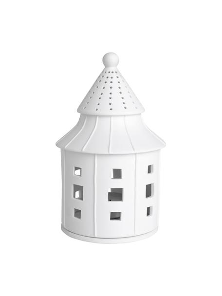 Rundes Porzellan-Lichthaus Living in Weiß, Porzellan, Weiß, Ø 11 x H 17 cm