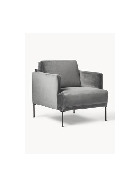 Fluwelen fauteuil Fluente, Bekleding: fluweel (hoogwaardig poly, Frame: massief grenenhout, Poten: gepoedercoat metaal Dit p, Fluweel donkergrijs, B 74 x D 85 cm