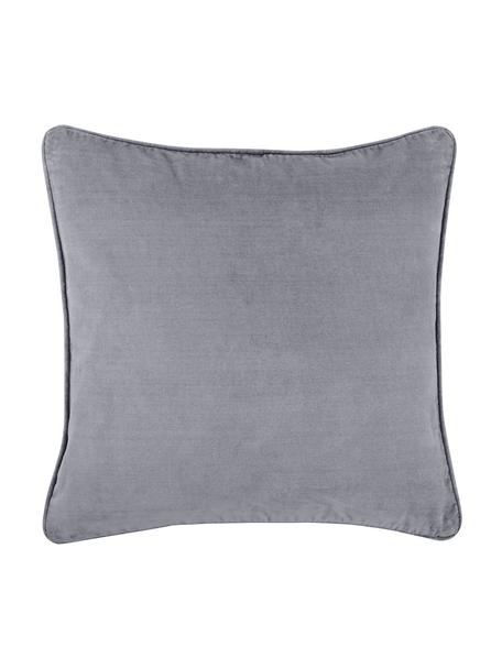 Effen fluwelen kussenhoes Dana in grijs, 100% katoenfluweel, Grijs, B 40 x L 40 cm
