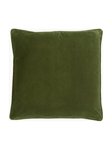 Poszewka na poduszkę z aksamitu Dana, 100% aksamit bawełniany, Ciemny zielony, S 50 x D 50 cm