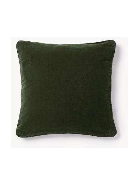 Housse de coussin 50x50 en velours Dana, 100 % velours de coton, Vert foncé, larg. 50 x long. 50 cm
