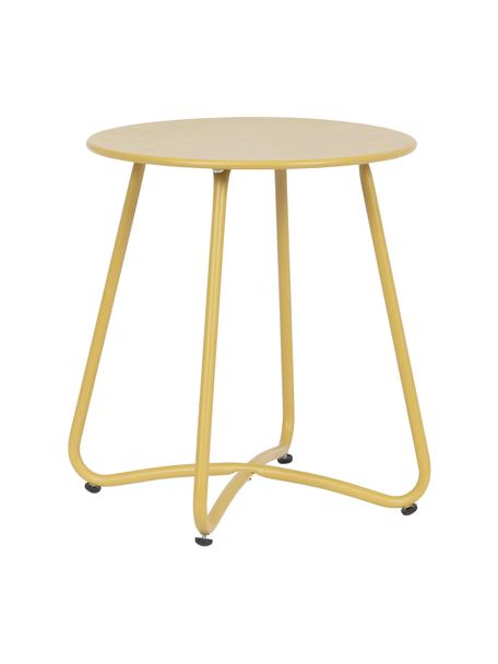 Kulatý zahradní konferenční stolek Wissant, Potažený kov, Žlutá, Ø 40 cm, V 45 cm