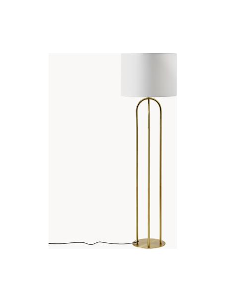 Stehlampe Gianna, Lampenschirm: Textil, Off White, Messingfarben, H 142 cm