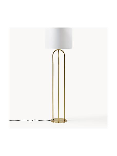 Lampa podłogowa Gianna, Złamana biel, odcienie mosiądzu, W 142 cm