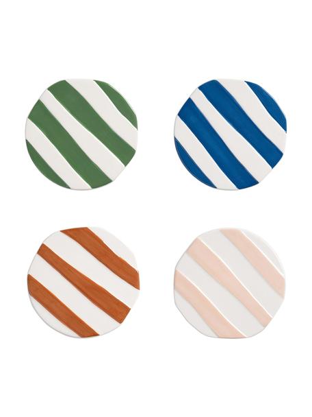 Sous-verres en dolomite Oblique, 4 élém., Dolomie, Vert, bleu, beige, brun, blanc, Ø 10 cm