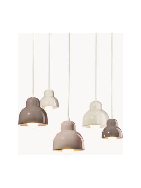 Lampada a sospensione fatta a mano Berimbau, Paralume: ceramica, Baldacchino: alluminio verniciato a po, Beige chiaro, taupe, bianco latte, Ø 65 cm