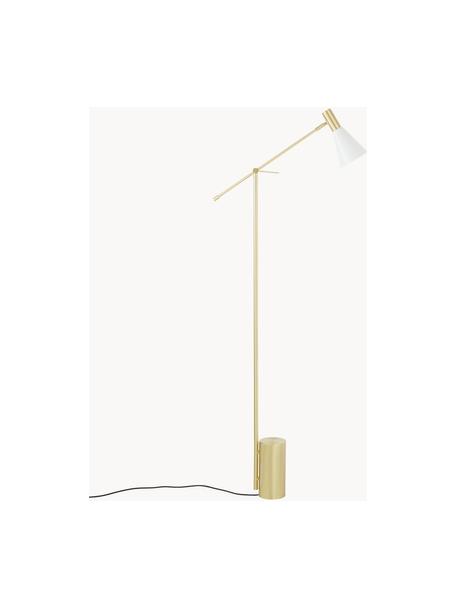 Lampada da lettura Sia-Gold, Paralume: Metallo verniciato a polv, Base della lampada: Metallo ottonato, Bianco, ottonato, Larg. 60 x Alt. 162 cm