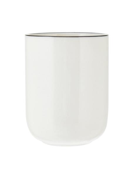 Porcelánové kávové šálky Facile, 2 ks, Vysokokvalitný tvrdý porcelán (cca 50 % kaolín, 25 % kremeň a 25 % živec), Krémovobiela s čiernym okrajom, Ø 8 x V 10 cm, 350 ml