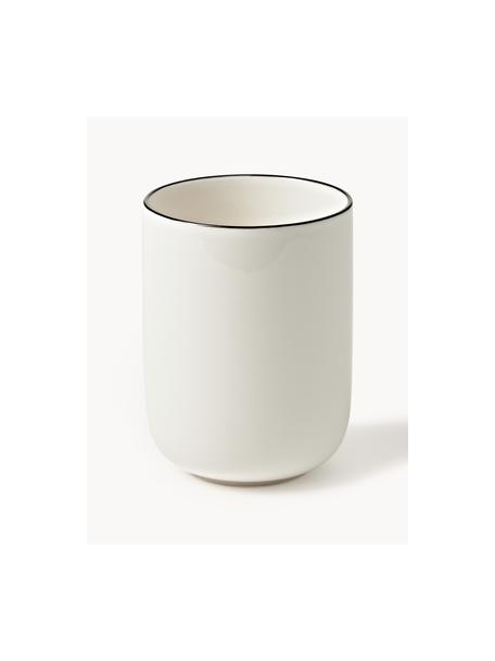 Porzellan-Kaffeetasse Facile, 2 Stück, Hochwertiges Hartporzellan (ca. 50 % Kaolin, 25 % Quarz und 25 % Feldspat), Off White mit schwarzem Rand, Ø 8 x H 10 cm, 350 ml