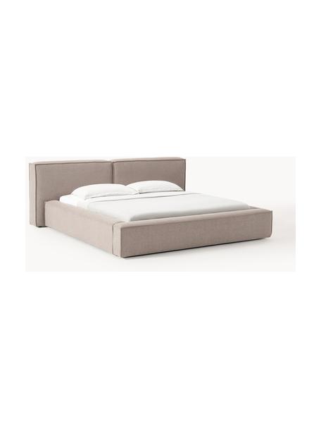 Cama tapizada Lennon, con espacio de almacenamiento, Tapizado: 100% poliéster Alta resis, Estructura: madera de pino maciza, ma, Patas: madera, plástico Este pro, Tejido gris pardo, An 248 x L 243 cm (colchón 180 x 200 cm)