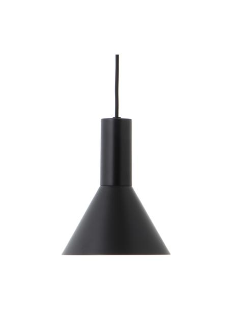 Kleine design hanglamp Lyss in zwart, Lampenkap: gecoat metaal, Baldakijn: gecoat metaal, Zwart, Ø 18  x H 23 cm