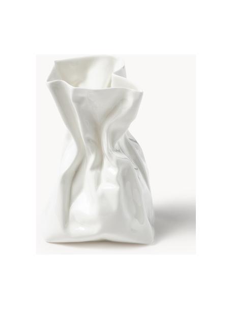 Dizajnová porcelánová váza Adelaide, V 14 cm, Porcelán, Krémovobiela, Š 10 x V 14 cm