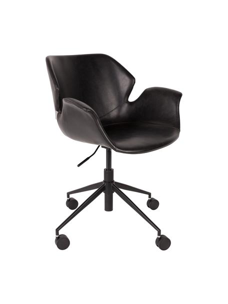 Kancelárska otočná stolička z umelej kože Nikki, Čierna, Š 77 x H 78 cm